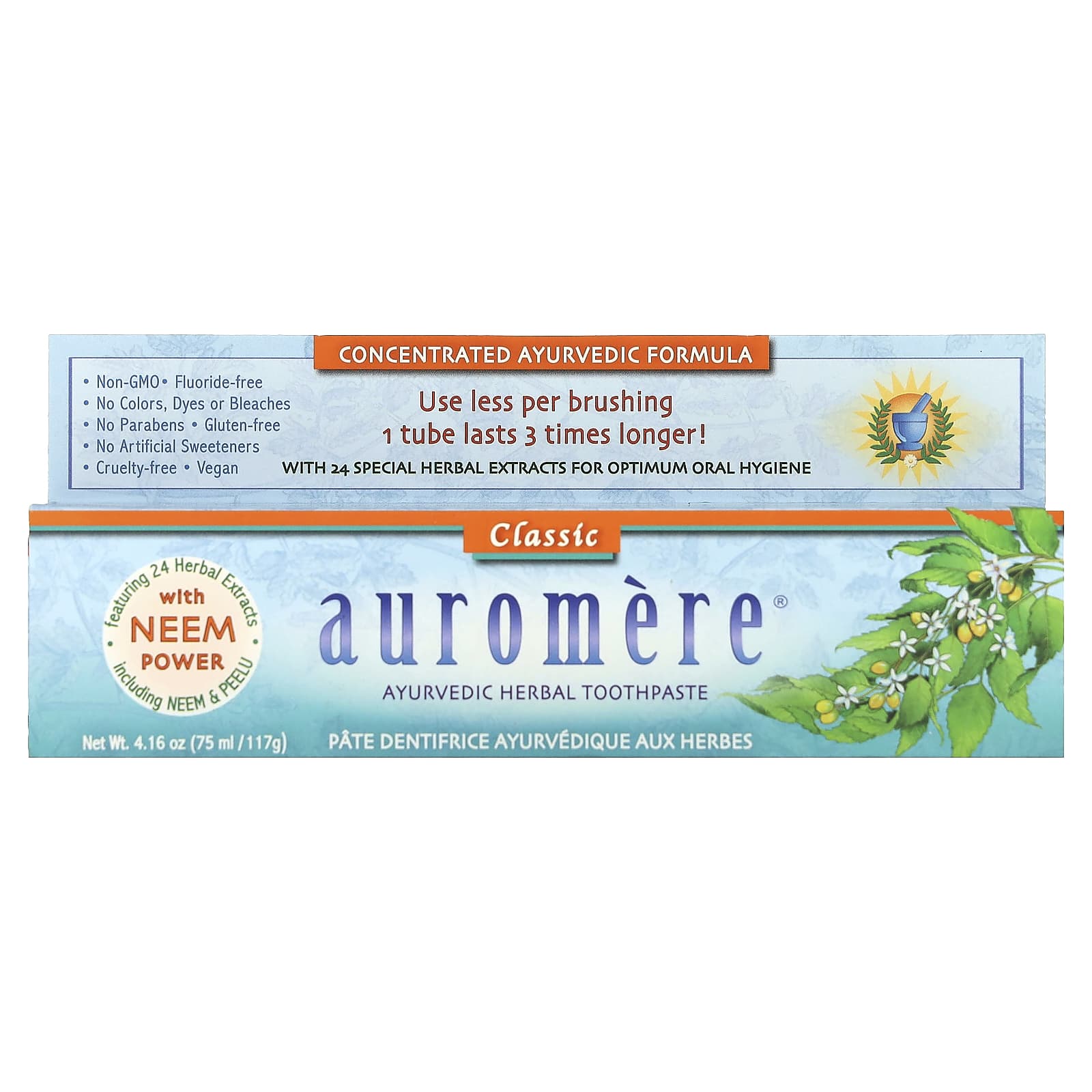 Зубная паста Auromere Ayurvedic Herbal, оттенок Classic, 117 г — фото 3