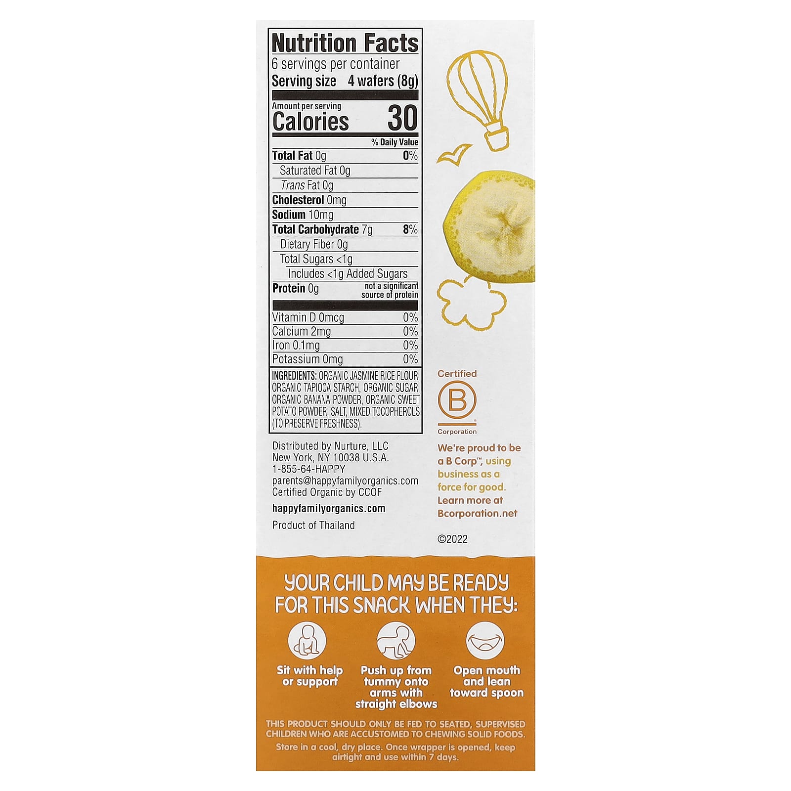 Детское вафли для прорезывания зубов Happy Family Organics Happy Baby® Organic Teethers Gentle Sweet Potato & Banana, 4 г, 12 пакетов — фото 2