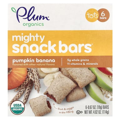 Снек Plum Organics Mighty Bars Pumpkin Banana, Tots, 19 г, 6 шт., батончик