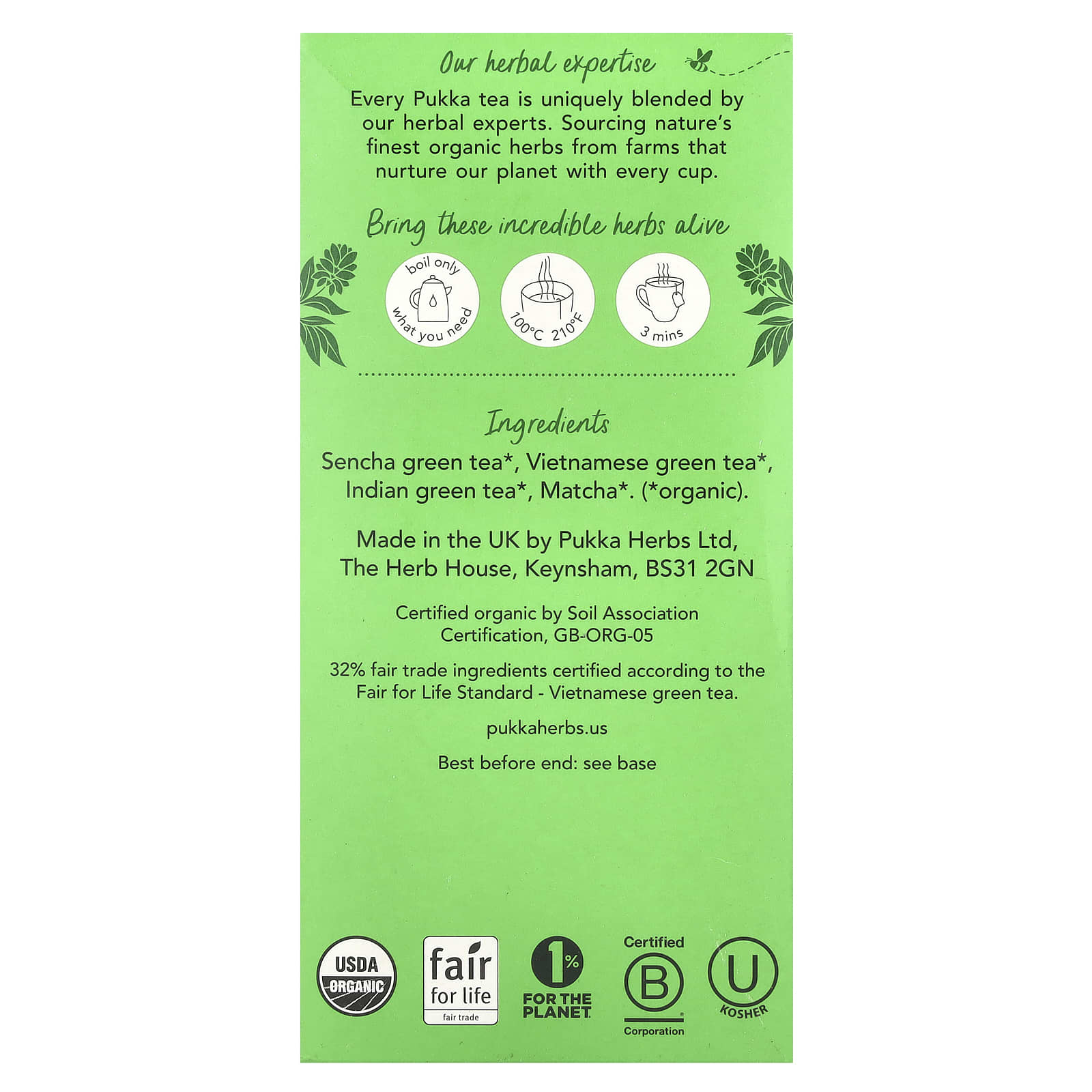 Чай Pukka Herbs Organic Green Supreme Matcha Green, оттенок 20 Sachets, 30 г — фото 2