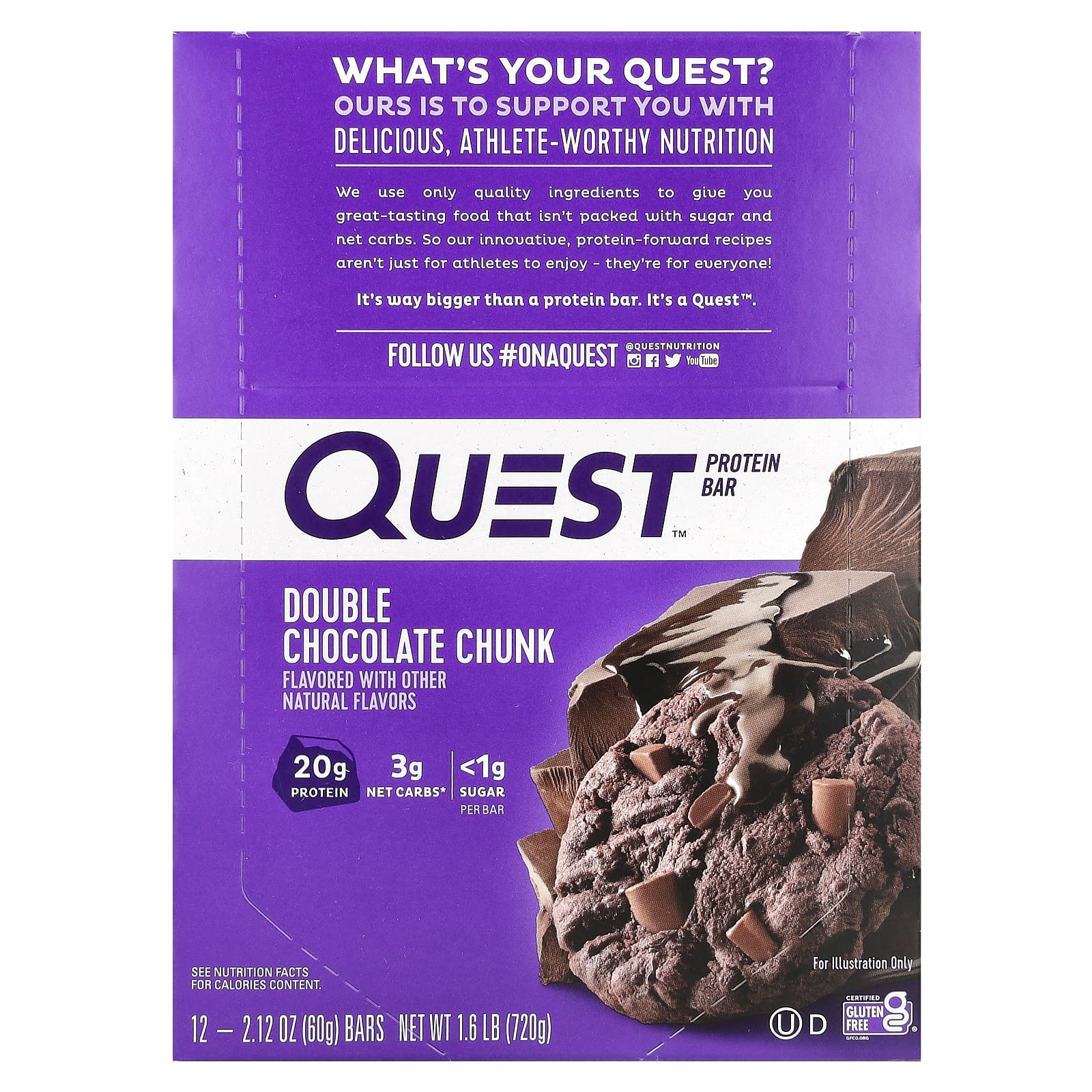 Протеиновый батончик Quest Nutrition Double Chocolate Chunk, 60 г, 12 шт. — фото 2