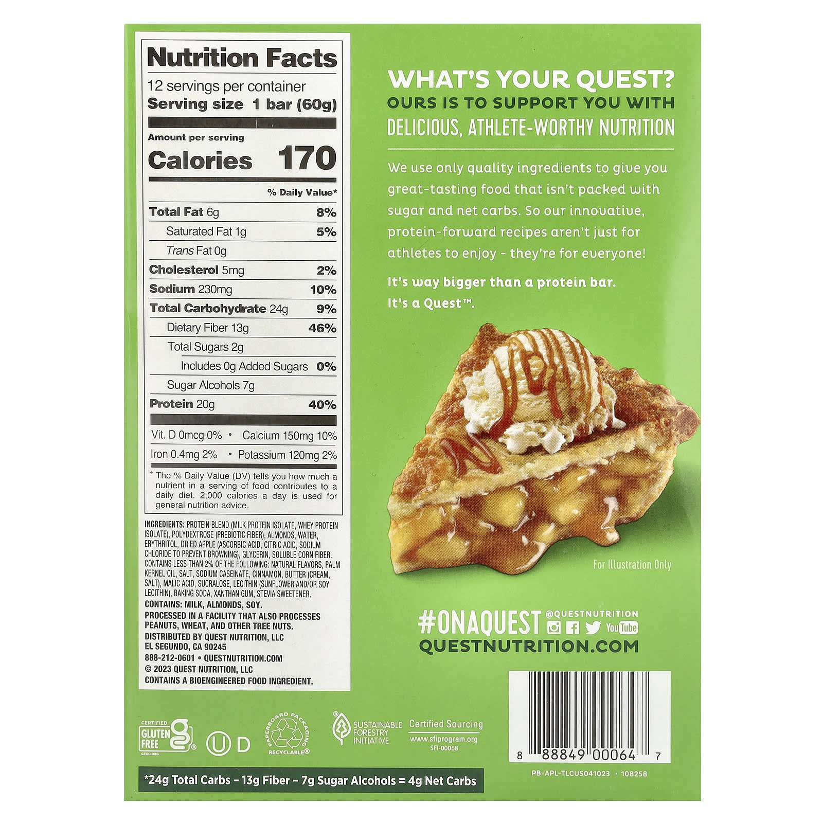 Протеиновый батончик Quest Nutrition Apple Pie, 60 г, 12 шт. — фото 2