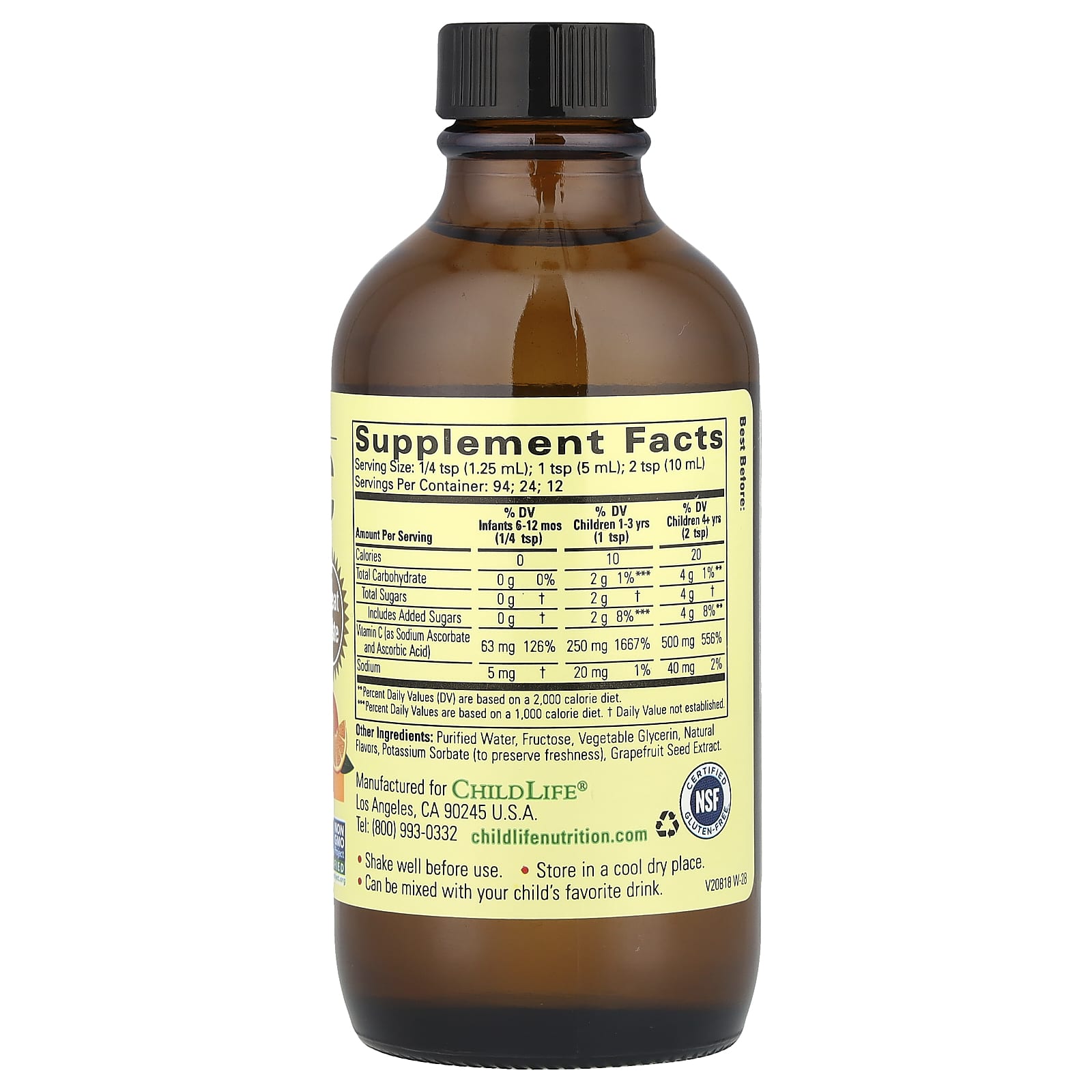 Витамин C ChildLife Essentials Liquid, вкус Natural Orange, 118 мл, жидкая форма — фото 2