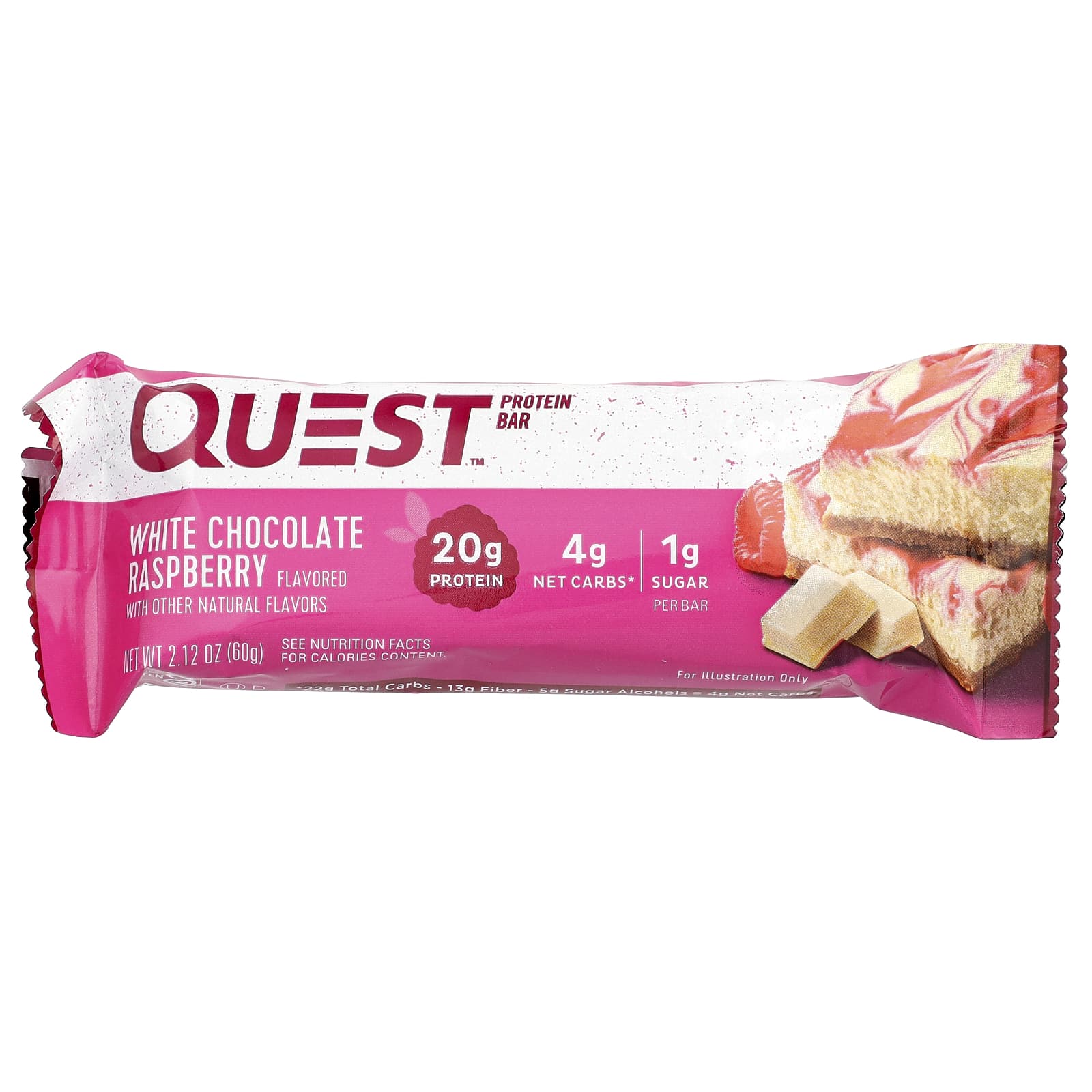 Протеиновый батончик Quest Nutrition White Chocolate Raspberry, 60 г, 12 шт.