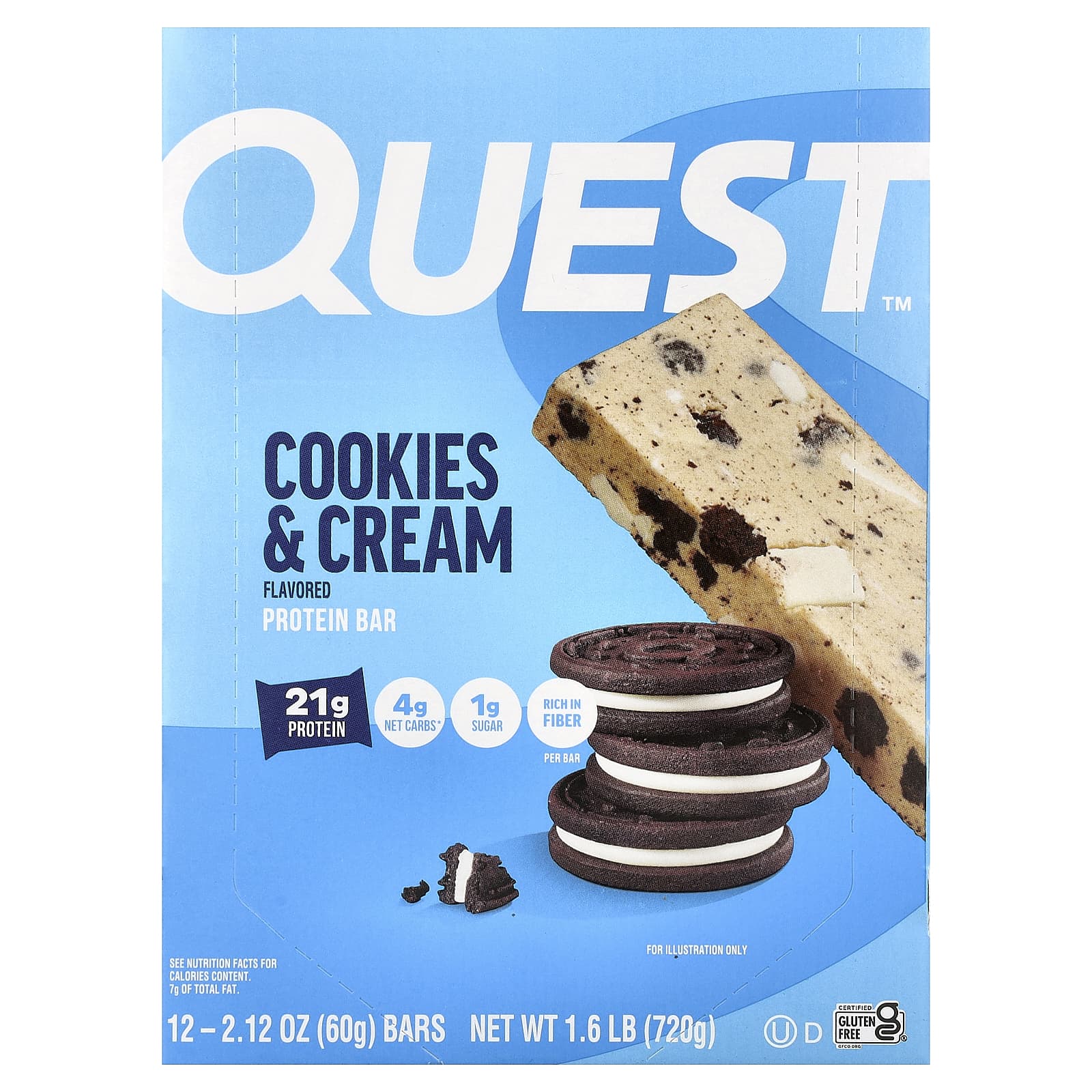 Протеиновый батончик Quest Nutrition Cookies & Cream, 60 г, 12 шт., крем