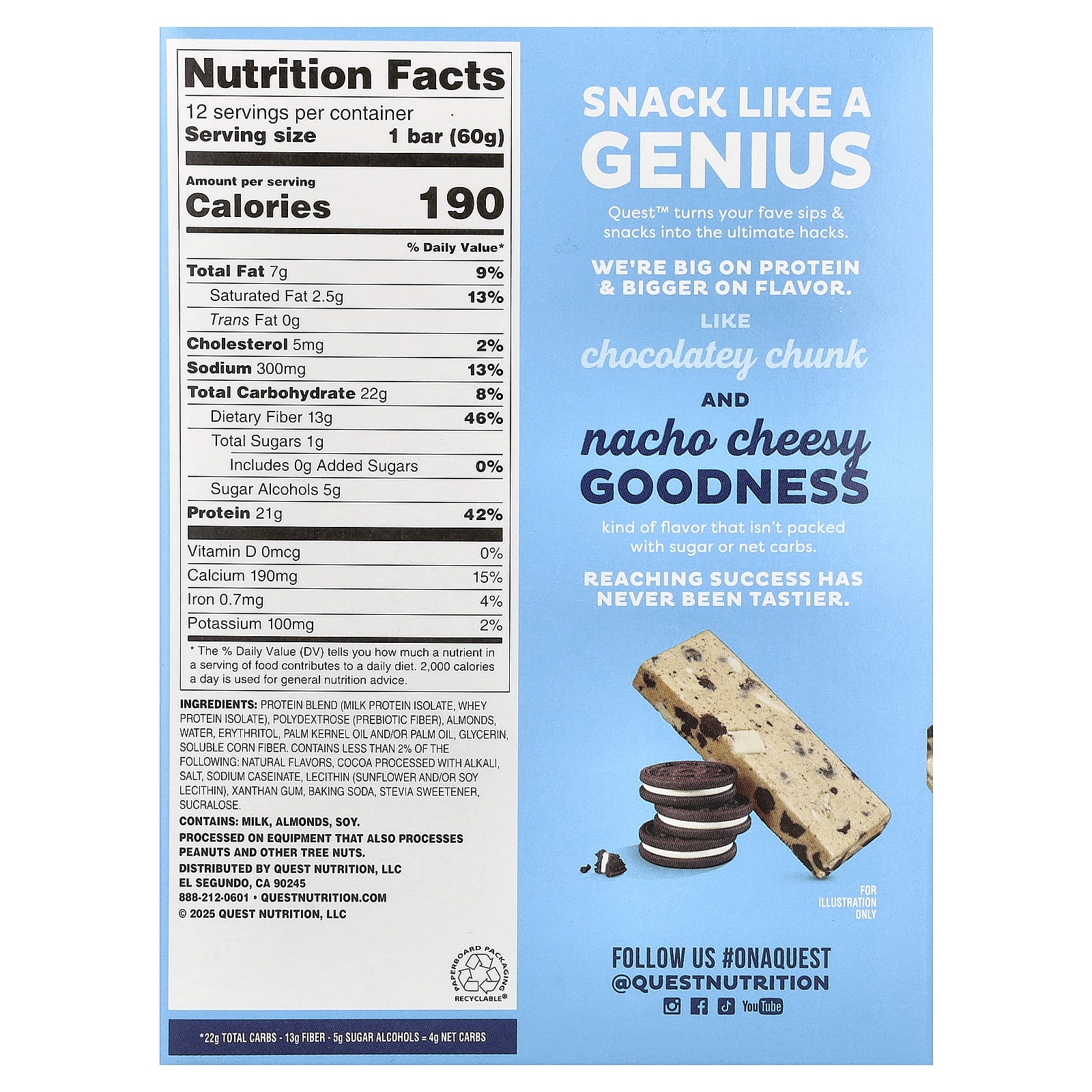 Протеиновый батончик Quest Nutrition Cookies & Cream, 60 г, 12 шт., крем — фото 2