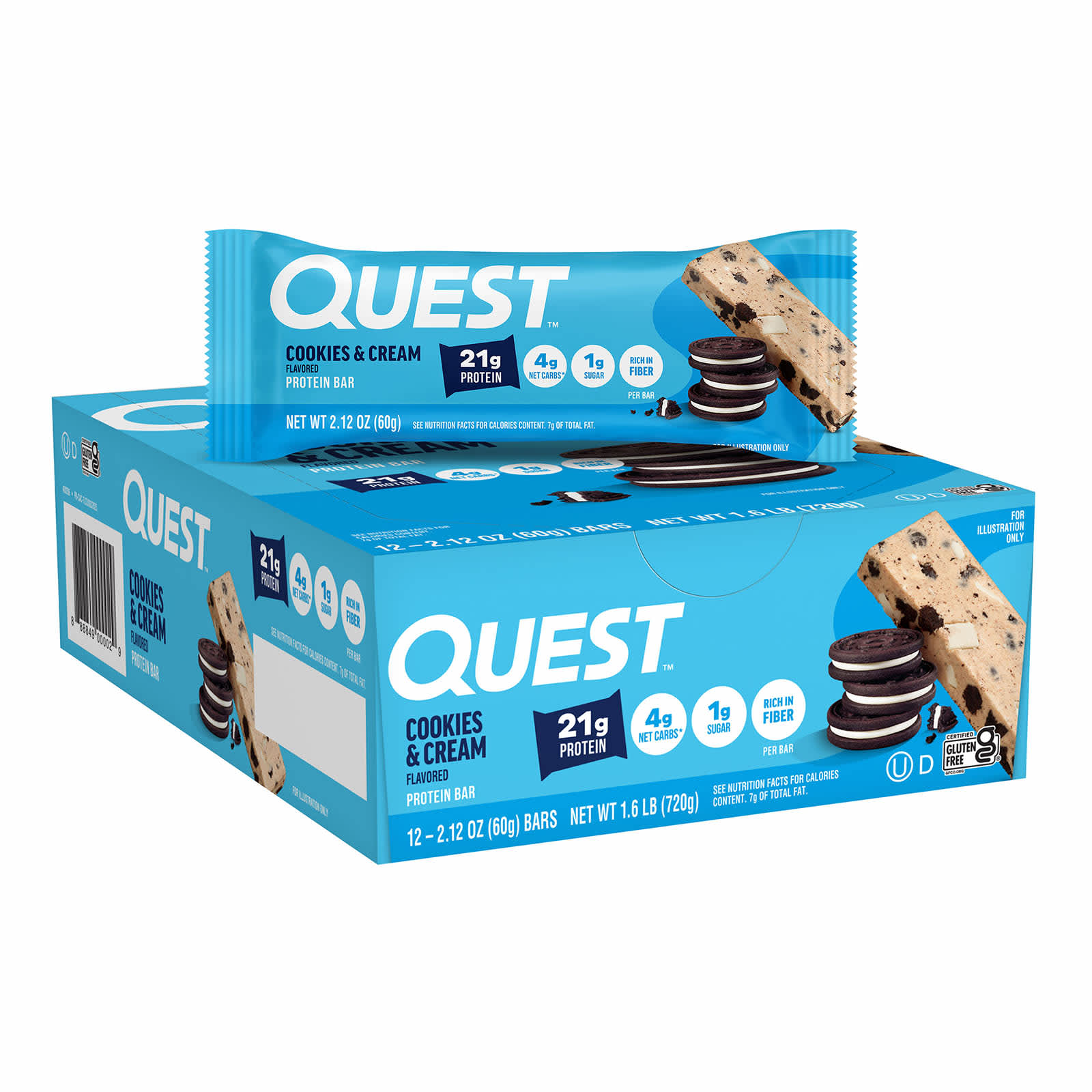 Протеиновый батончик Quest Nutrition Cookies & Cream, 60 г, 12 шт., крем — фото 4