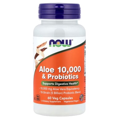 Пробиотик NOW Foods Aloe 10 000 &, 60 растительных капсул