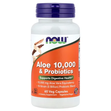 Фото товара: Пробиотик NOW Foods Aloe 10 000 &, 60 растительных капсул