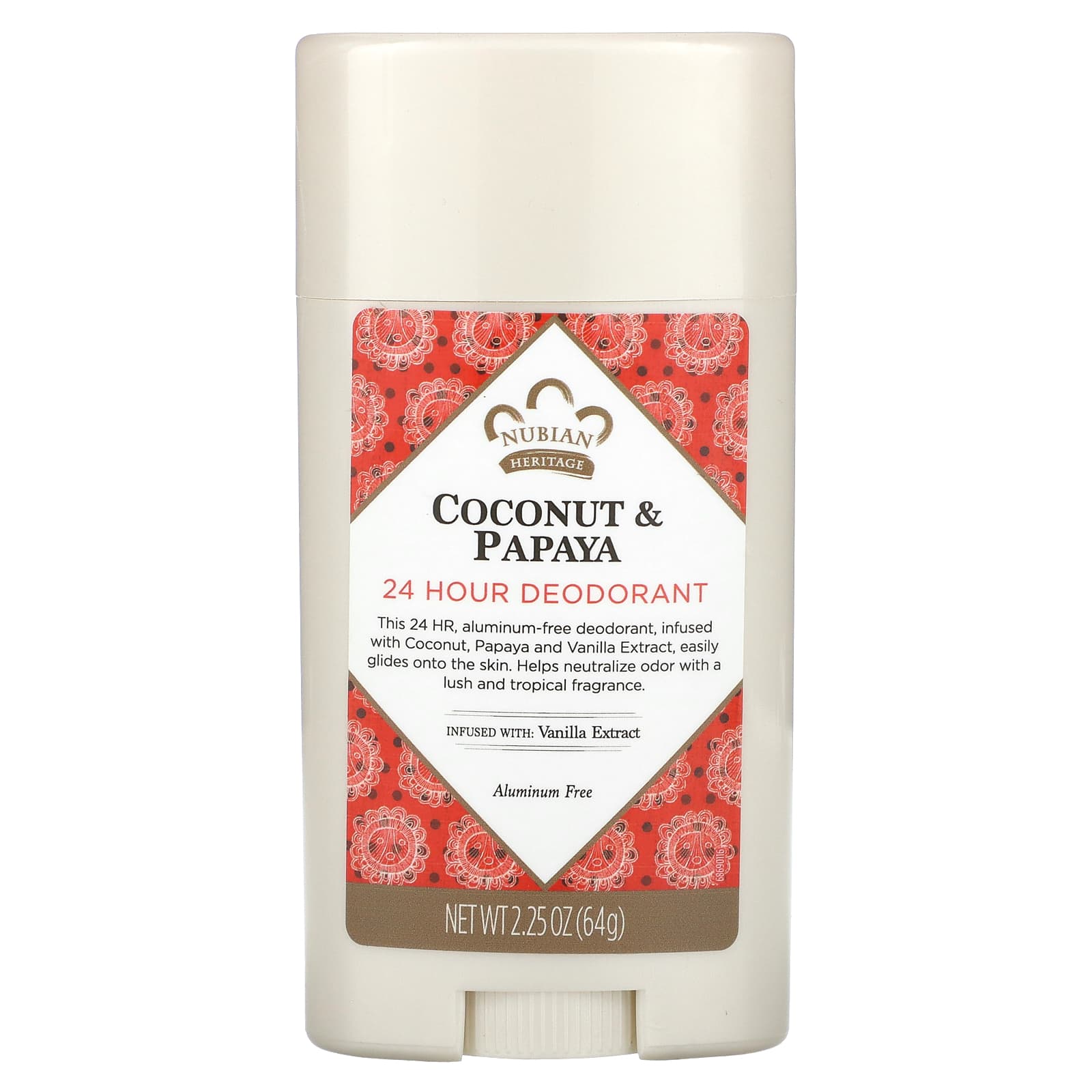 Дезодорант Nubian Heritage 24 Hour Coconut & Papaya, 64 г