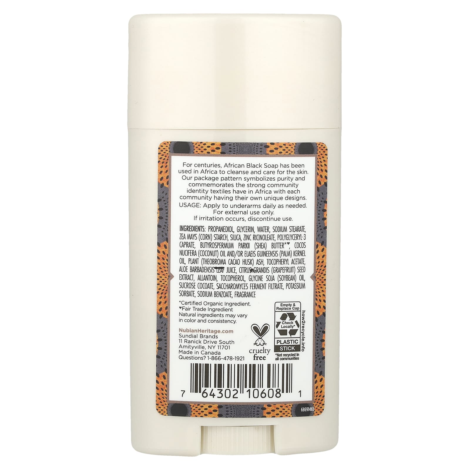 Дезодорант Nubian Heritage 24 Hour African Black Soap, 64 г — фото 2