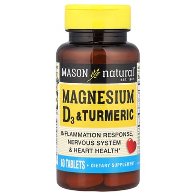 Витамин D3 Mason Natural Magnesium & Turmeric, 60 таблеток