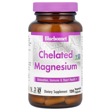 Магний Bluebonnet Nutrition Chelated, 100 мг, 120 растительных капсул