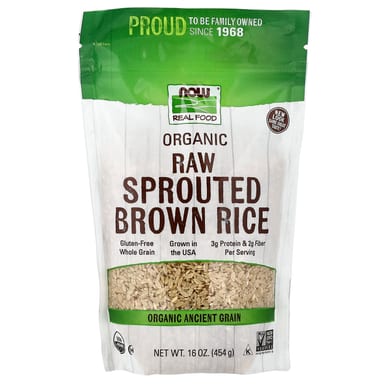 Рис NOW Foods Real Food Organic Sprouted Brown Raw, 454 г