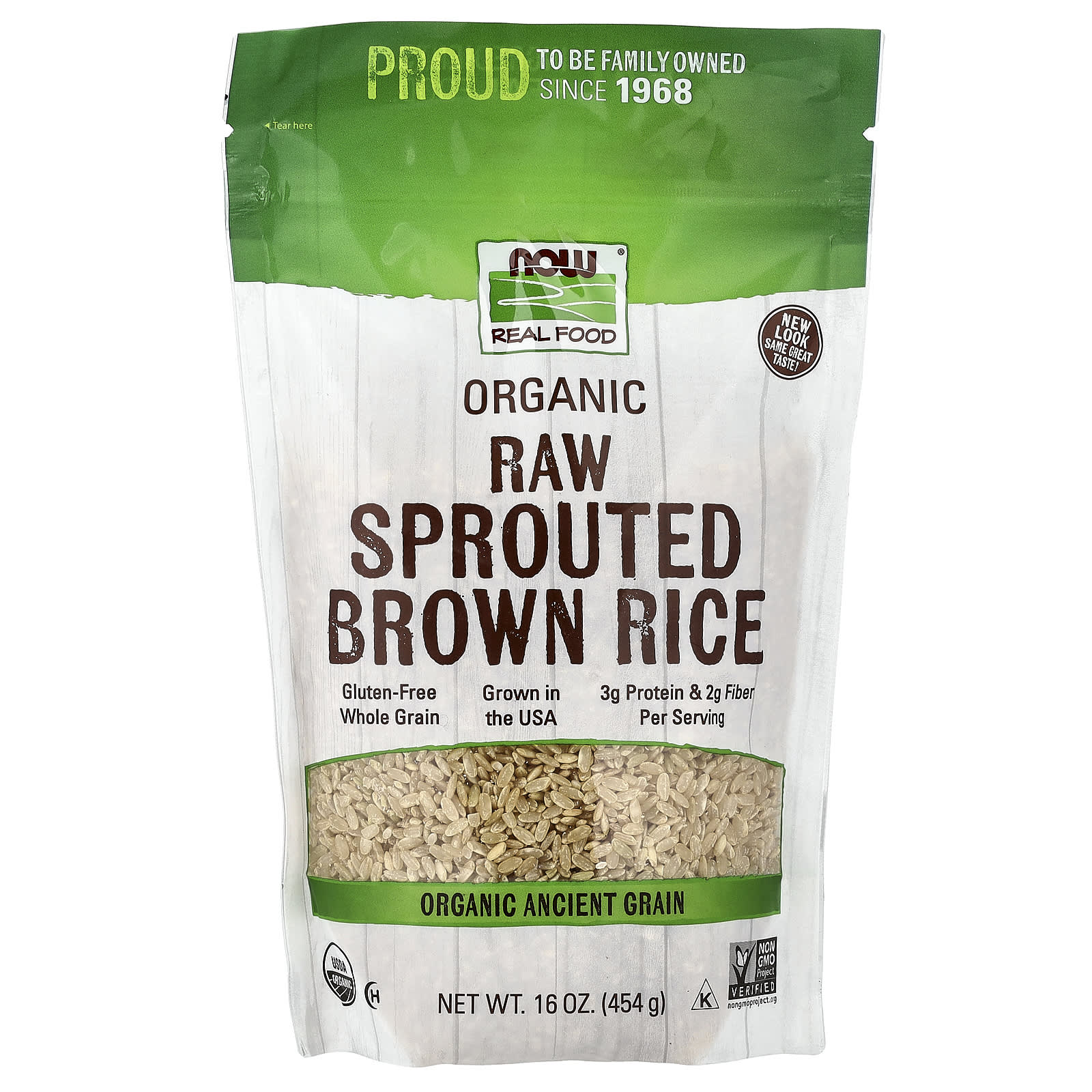 Рис NOW Foods Real Food Organic Sprouted Brown Raw, 454 г