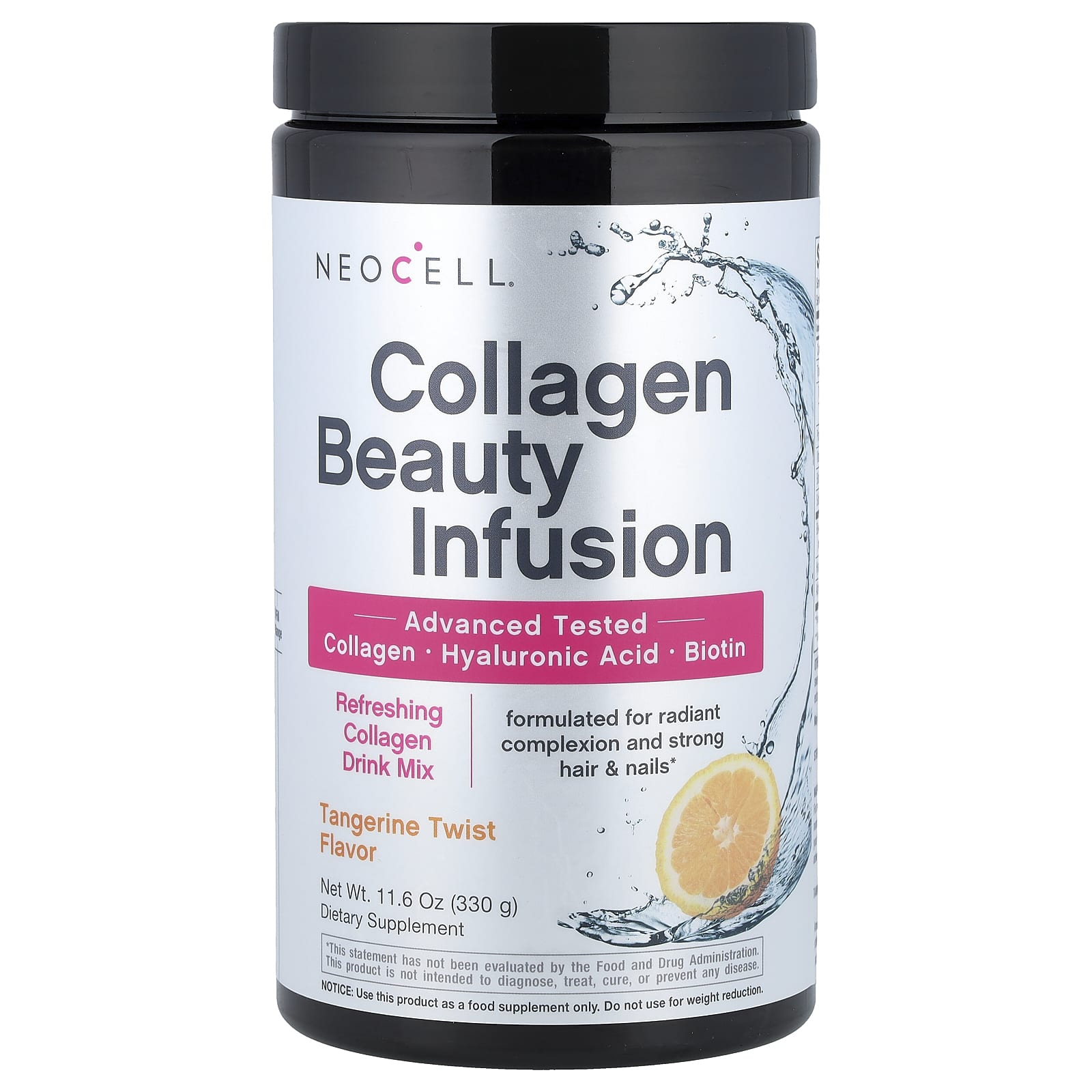 Коллаген NeoCell Beauty Infusion Drink Mix Tangerine Twist, 330 г, смесь для напитка