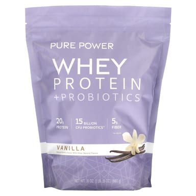 Сывороточный протеин Dr. Mercola Pure Power + Probiotics, вкус Vanilla, 880 г, 1 lb