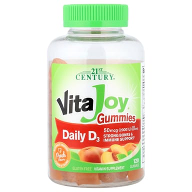 Витамин D3 21st Century VitaJoy® Daily Gummies, вкус «персик», 120 жевательных пастилок