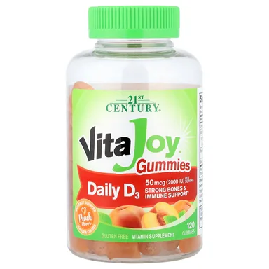 Фото товара: Витамин D3 21st Century VitaJoy® Daily Gummies, вкус «персик», 120 жевательных пастилок