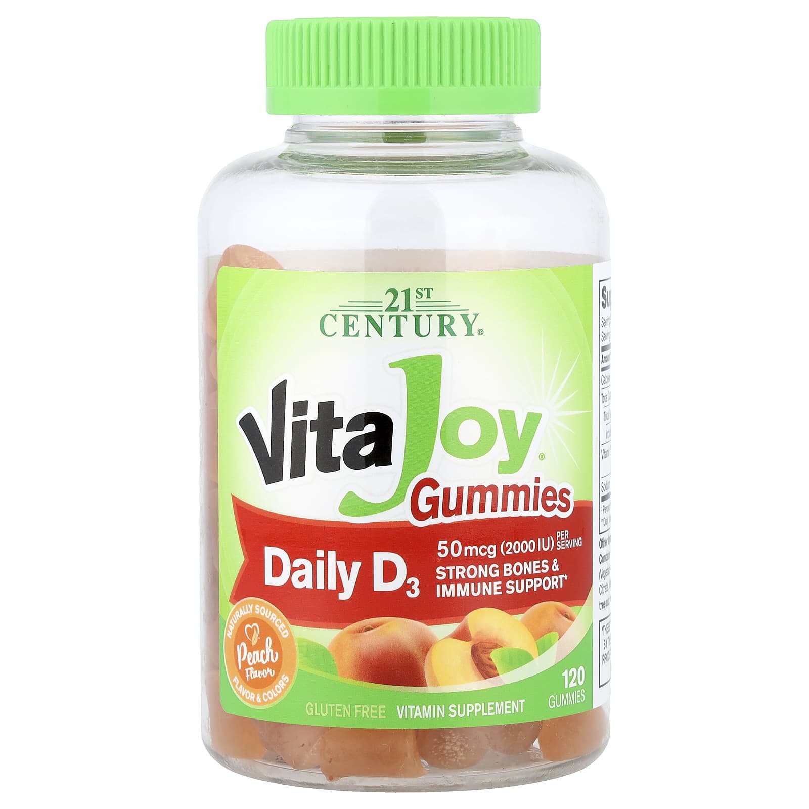 Витамин D3 21st Century VitaJoy® Daily Gummies, вкус Peach, 120 жевательных пастилок — фото 6