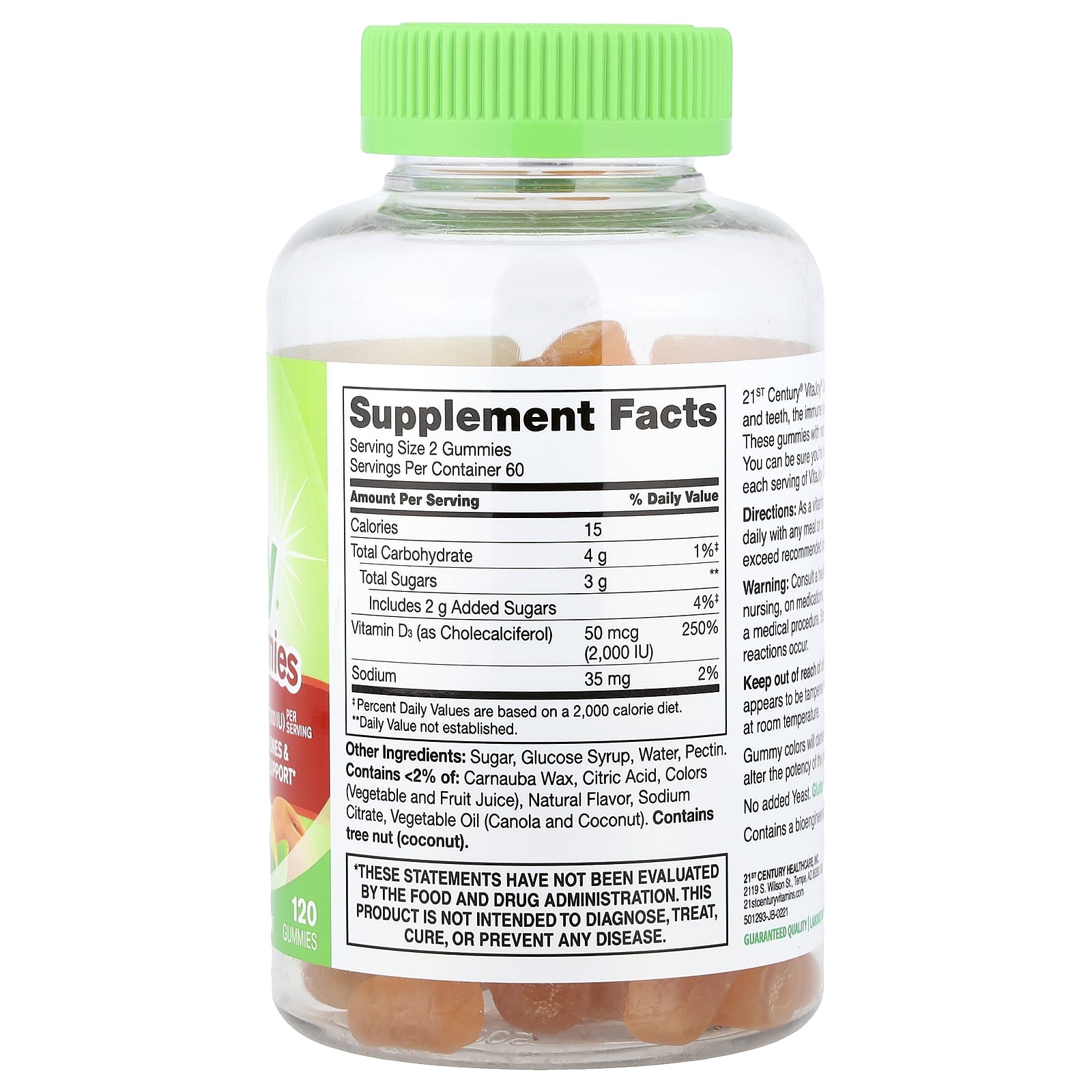 Витамин D3 21st Century VitaJoy® Daily Gummies, вкус Peach, 120 жевательных пастилок — фото 7