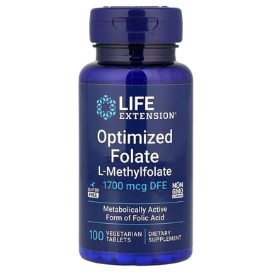 Фолат Life Extension Optimized DFE, 1700 мкг, 100 растительных таблеток
