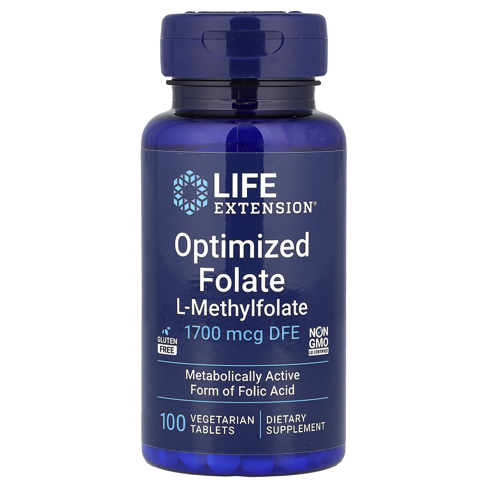 Фолат Life Extension Optimized DFE, 1700 мкг, 100 растительных таблеток