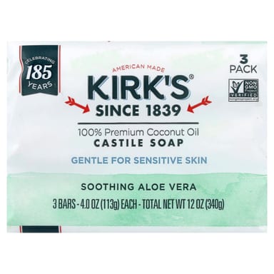 Кастильское мыло Kirk's Soothing Aloe Vera, 113 г, 3 шт.