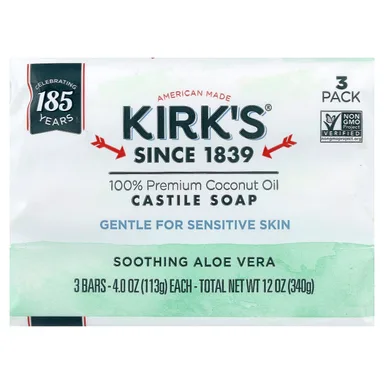 Фото товара: Кастильское мыло Kirk's Soothing Aloe Vera, 113 г, 3 шт.