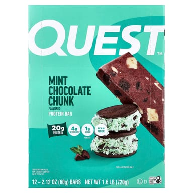 Протеиновый батончик Quest Nutrition, вкус Mint Chocolate Chunk, 60 г, 12 шт.