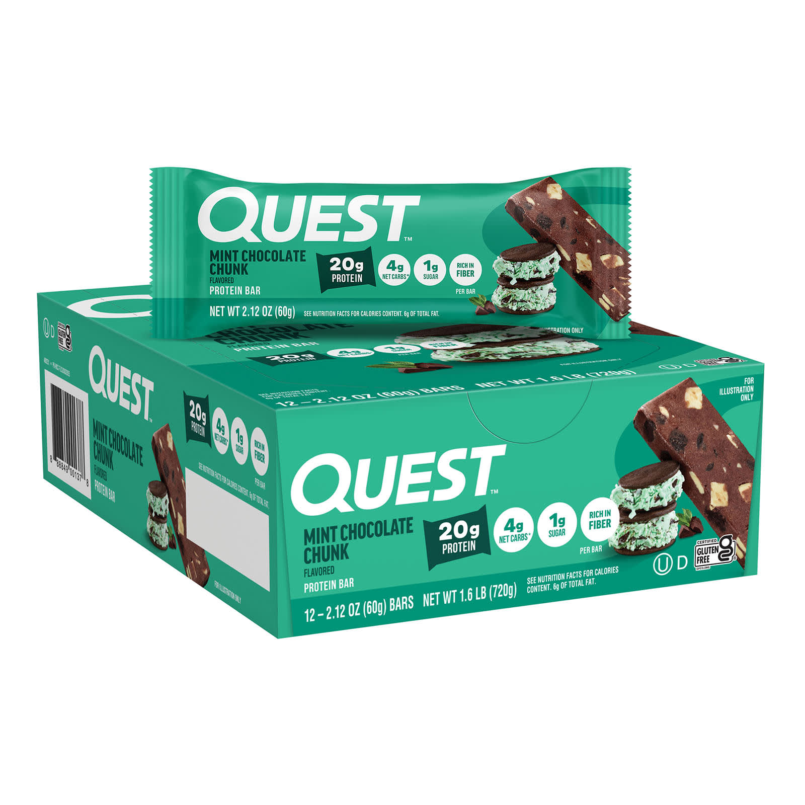 Протеиновый батончик Quest Nutrition, вкус Mint Chocolate Chunk, 60 г, 12 шт. — фото 4