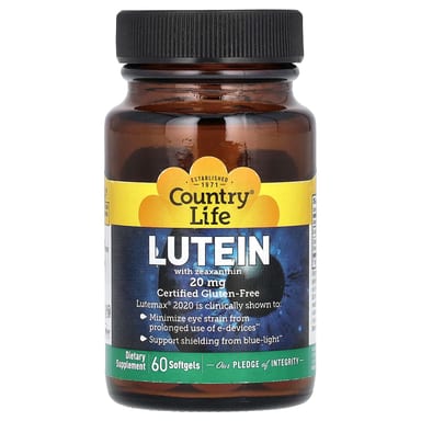 Зеаксантин Country Life Lutein, 20 мг, 60 мягких капсул
