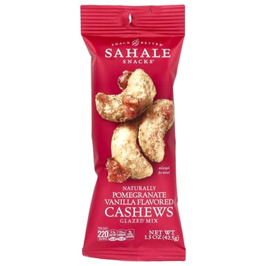 Гранат Sahale Snacks Glazed Mix, вкус Naturally Pomegranate Vanilla Cashews, 42.5 г, 9 пакетов