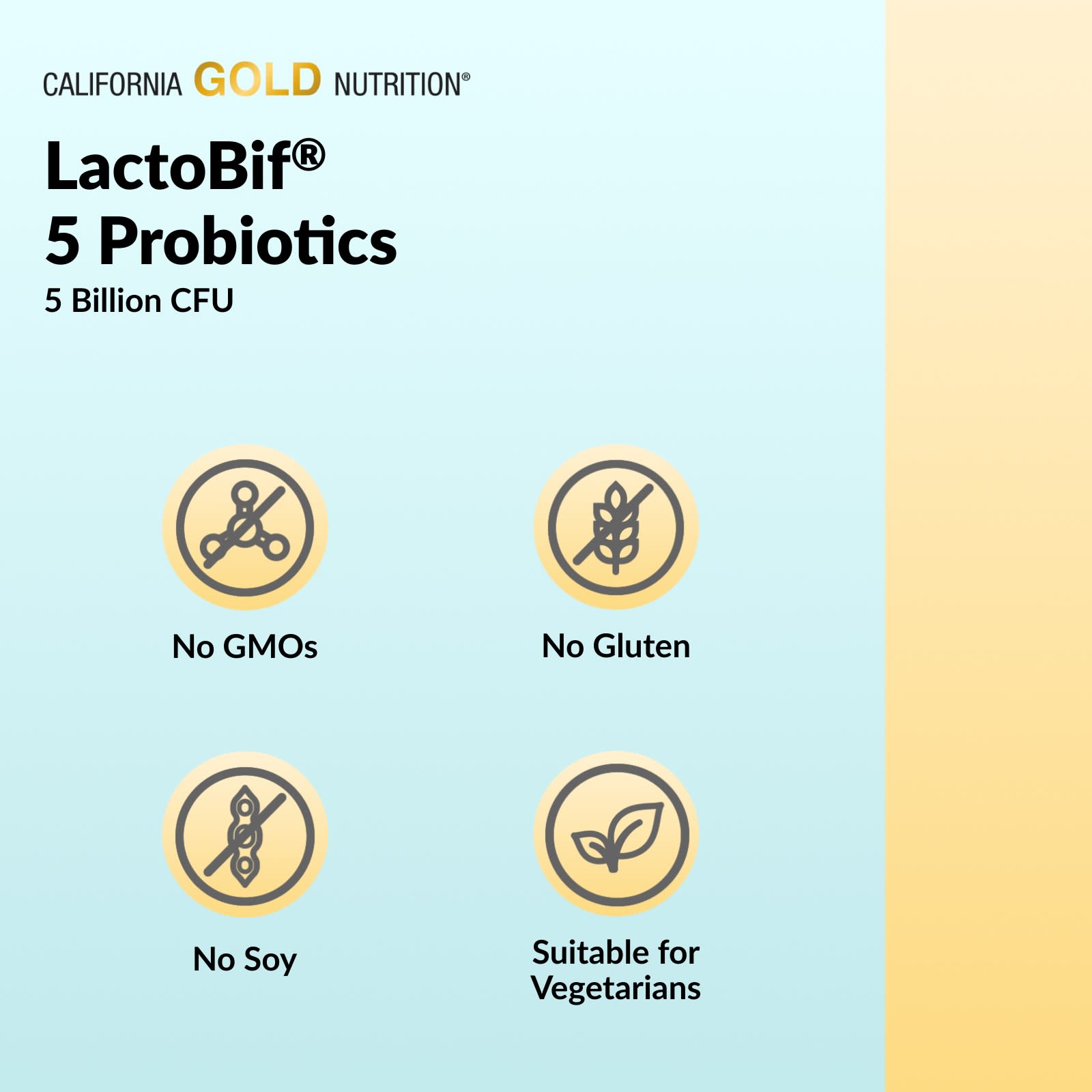 Пробиотик California Gold Nutrition LactoBif® 5, 5 млрд КОЕ, 60 растительных капсул — фото 6