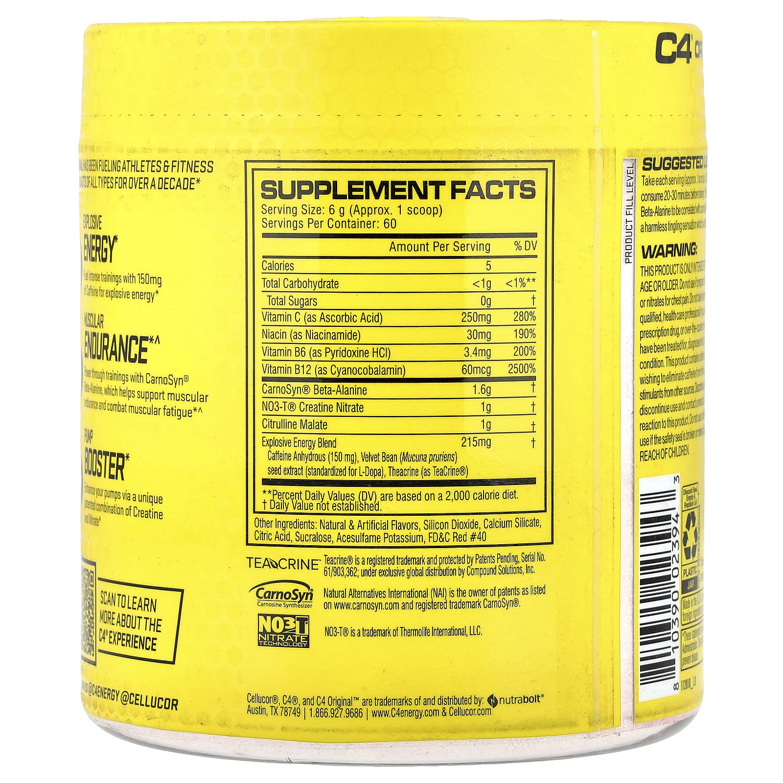 Предтренировочный комплекс C4 / Cellucor C4® Original, вкус Fruit Punch, 360 г — фото 2