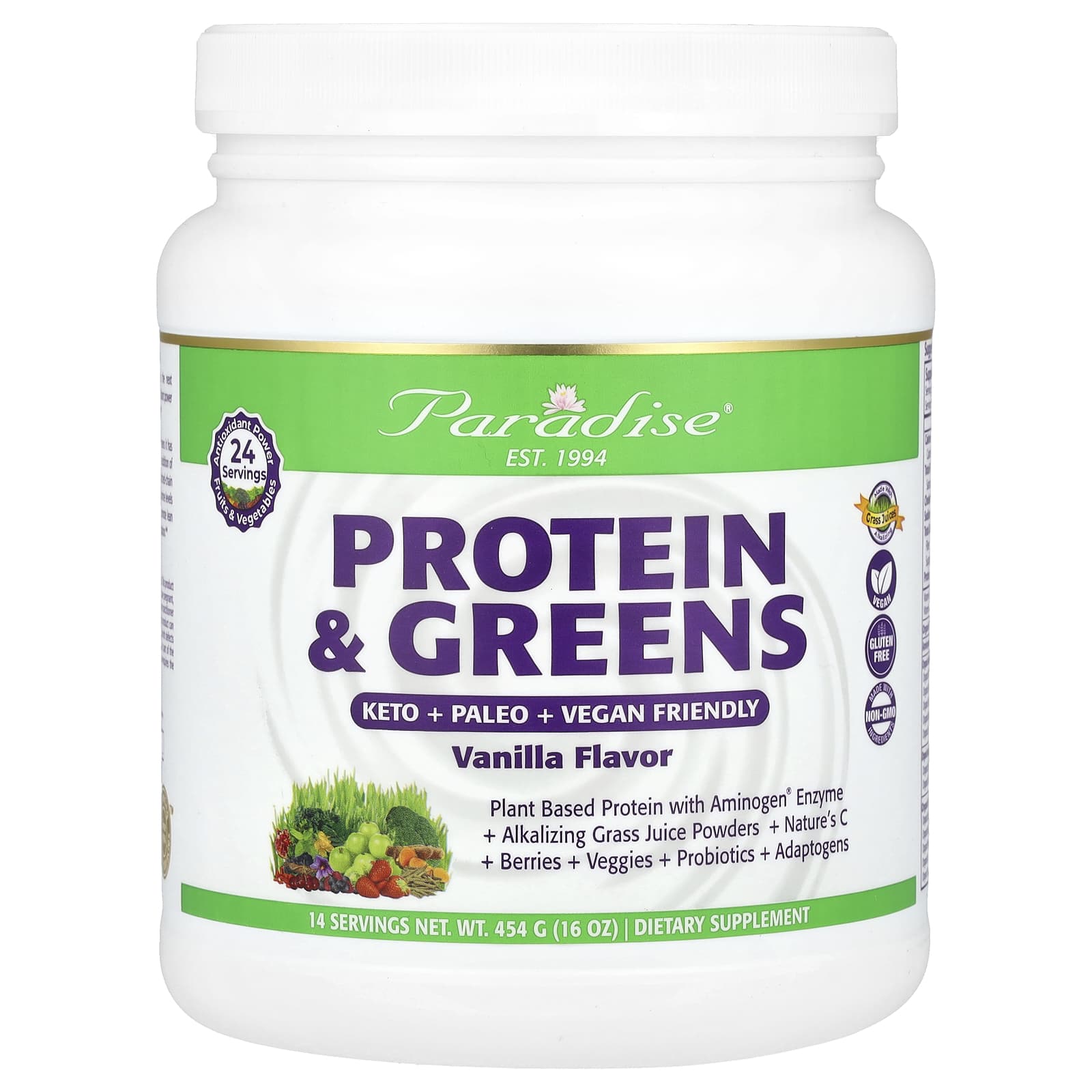 Протеин Paradise Herbs & Greens, вкус Vanilla, 454 г