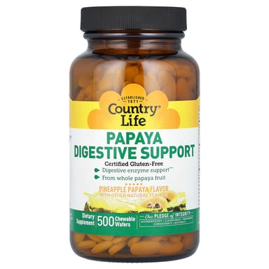 Комплекс для пищеварения Country Life Papaya Pineapple Papaya, оттенок 500 Chewable Wafers