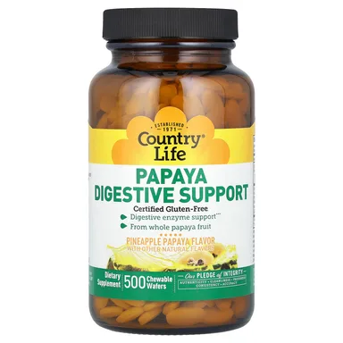 Фото товара: Комплекс для пищеварения Country Life Papaya Pineapple Papaya, 500 жевательных таблеток