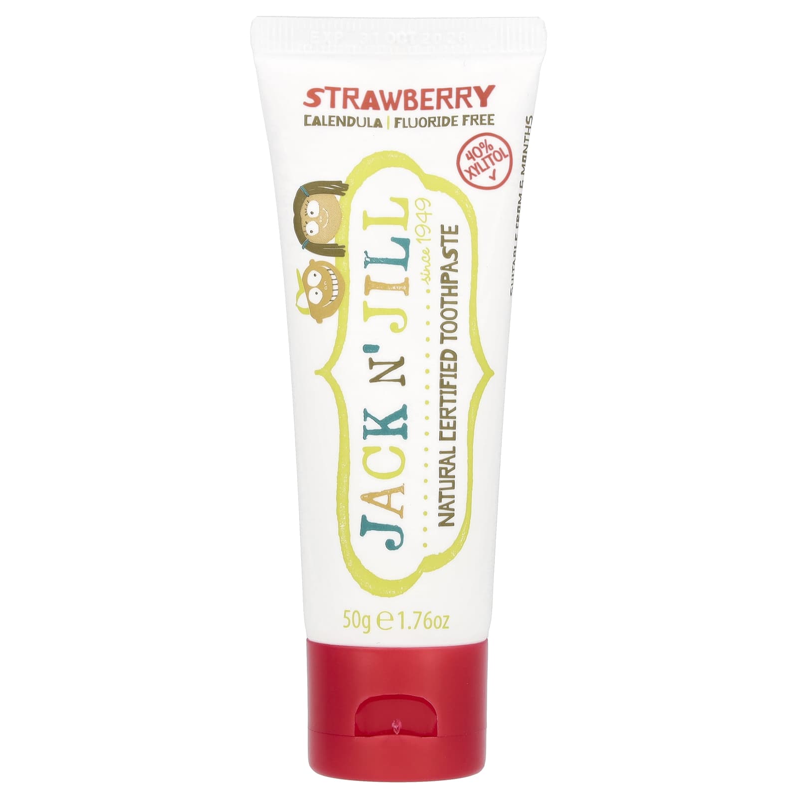 Зубная паста Jack n' Jill Natural Certified, вкус Strawberry, 50 г