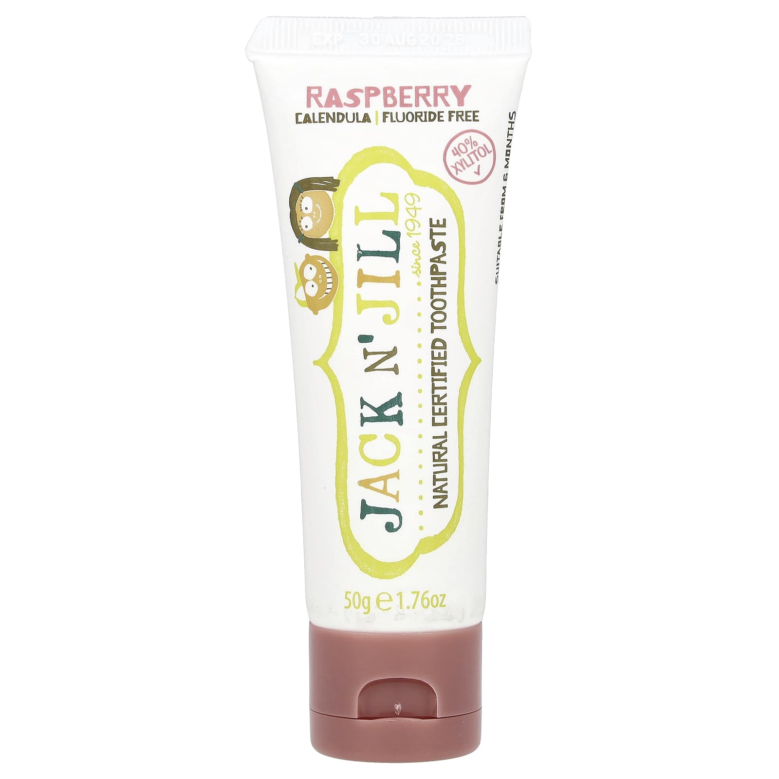Зубная паста Jack n' Jill Natural Certified 6 Months, вкус Raspberry, 50 г