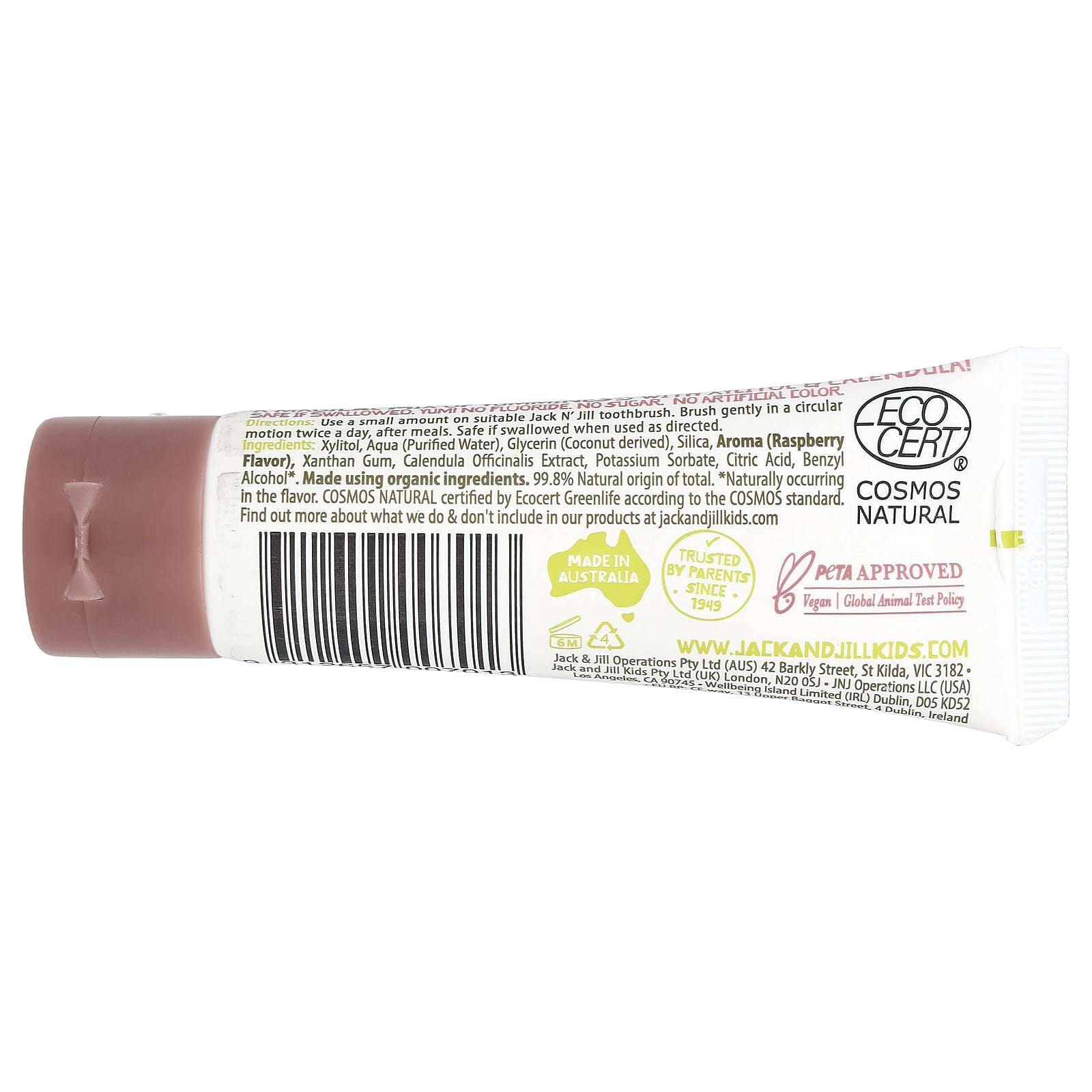 Зубная паста Jack n' Jill Natural Certified 6 Months, вкус Raspberry, 50 г — фото 2