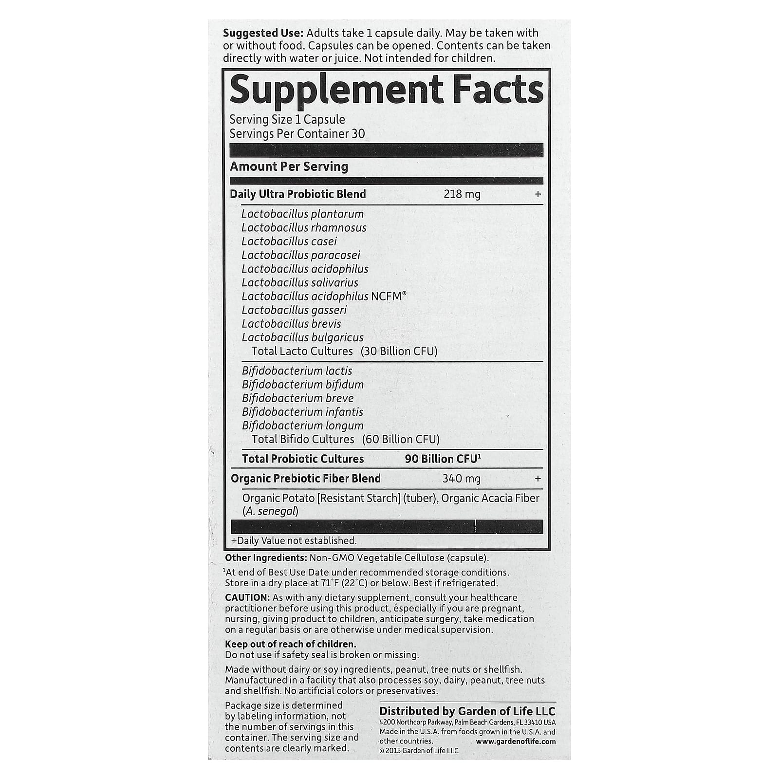Пробиотик Garden of Life Dr. Formulated Once Daily Ultra, оттенок 90 Billion, 30 растительных капсул — фото 3