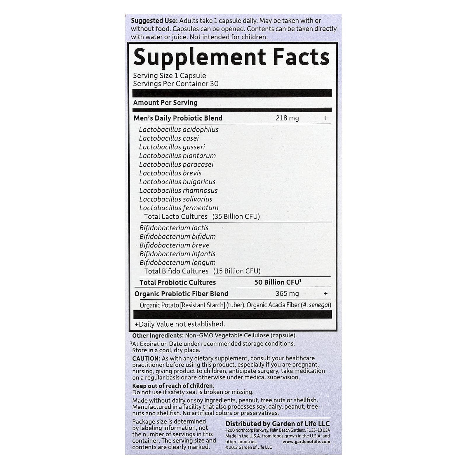 Пробиотик Garden of Life Dr. Formulated Once Daily Men's, оттенок 50 Billion, 30 растительных капсул — фото 3