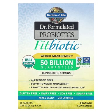 Пробиотик Garden of Life Dr. Formulated Fitbiotic™, без вкуса, оттенок 20 Packets, 50 млрд КОЕ, 4.2 г, саше