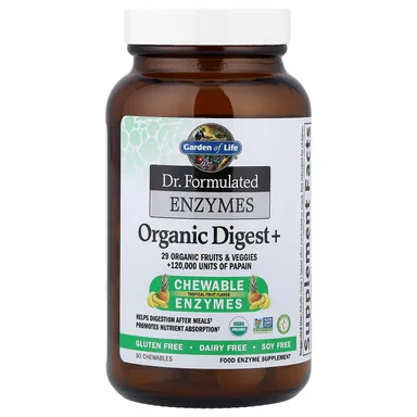 Фото товара: Ферменты Garden of Life Dr. Formulated Organic Digest+ Tropical Fruit, 90 жевательных таблеток