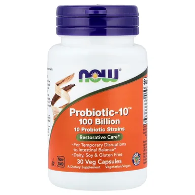 Фото товара: Пробиотик NOW Foods -10™, 30 растительных капсул
