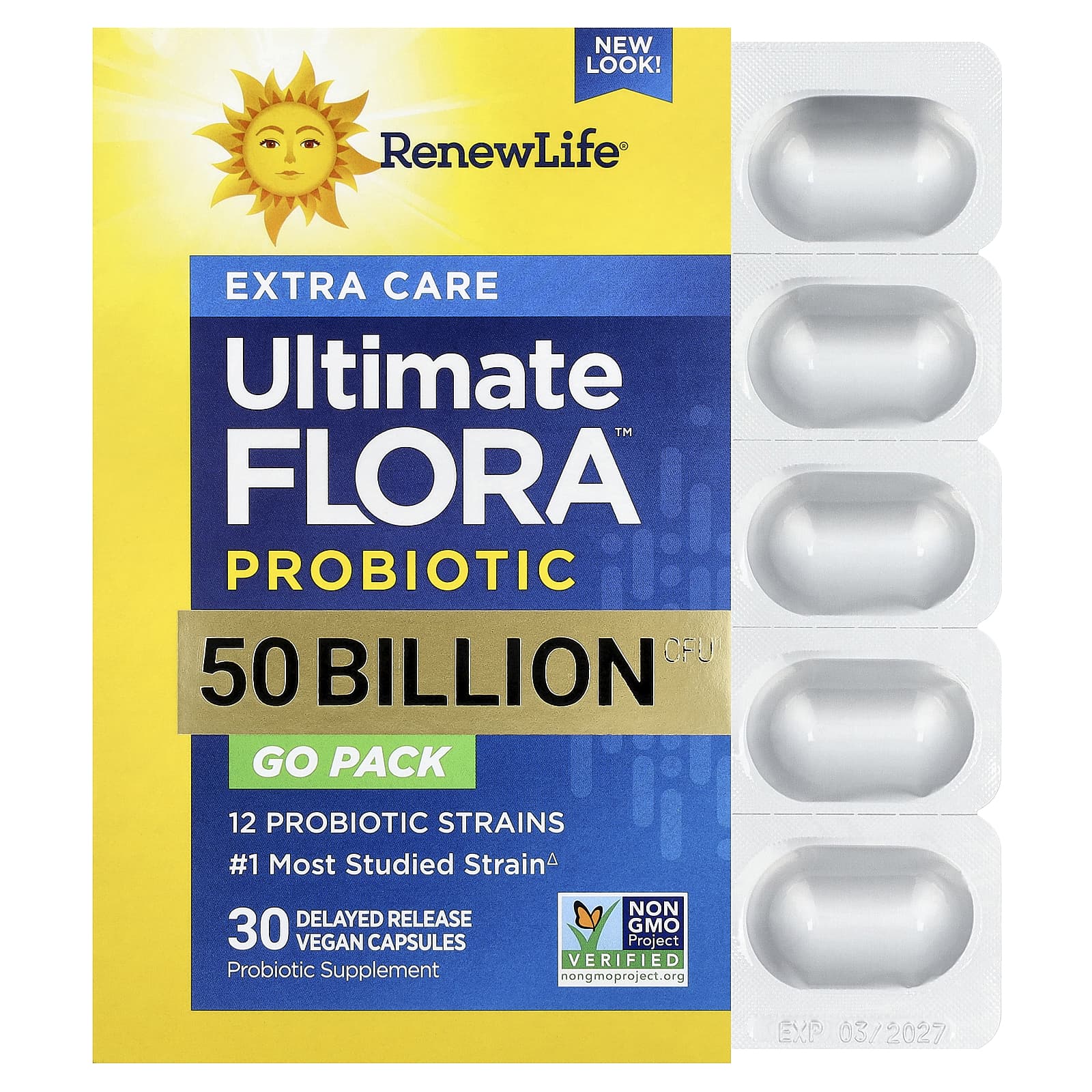 Пробиотик Renew Life Extra Care Go-Pack Ultimate Flora™ 30 Delayed Release, 50 млрд КОЕ, капсулы