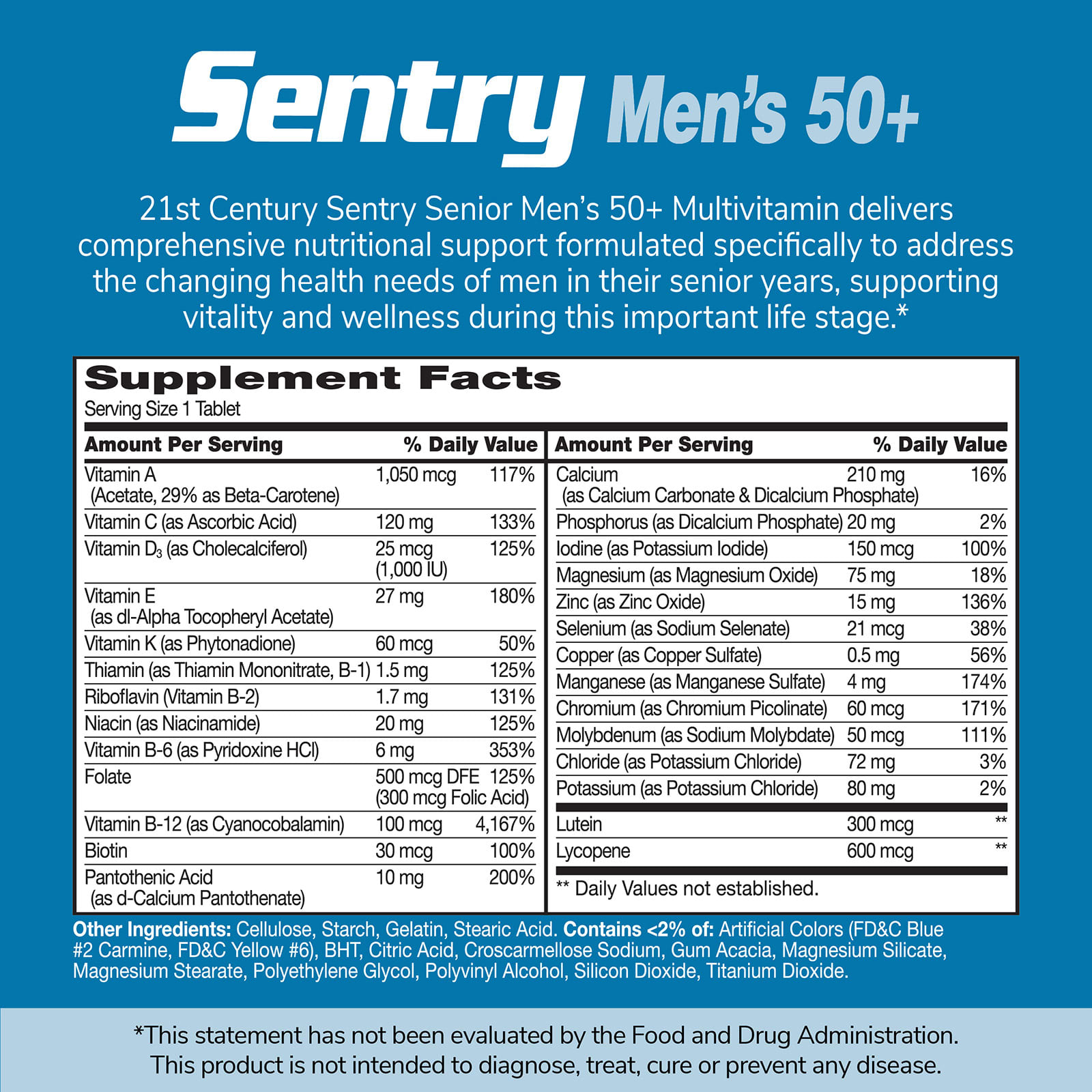 Мультивитамины 21st Century Sentry Senior Men's 50+ & Multimineral Supplement, 100 таблеток — фото 4