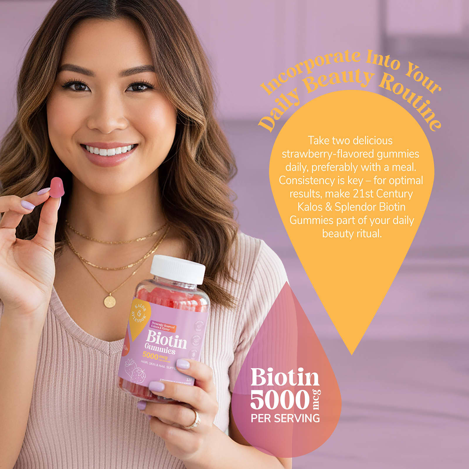 Биотин 21st Century Gummies, вкус Strawberry, 2500 мкг, 120 жевательных пастилок — фото 6