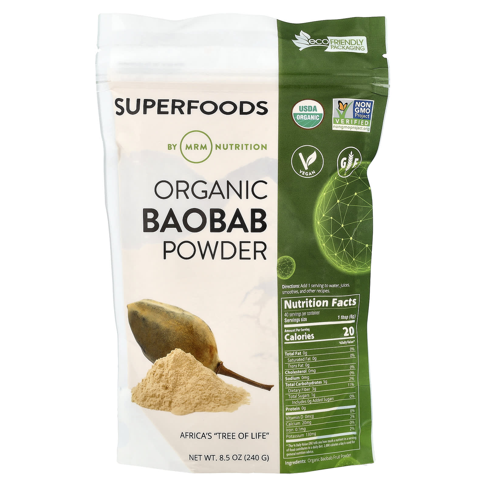 Порошок MRM Nutrition Organic Baobab, 240 г